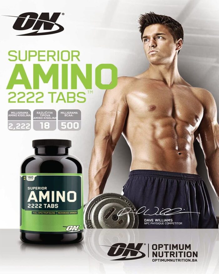 Optimum Nutrition Superior Amino 2222 320 Tablets Recovery and Strength Healthy Life